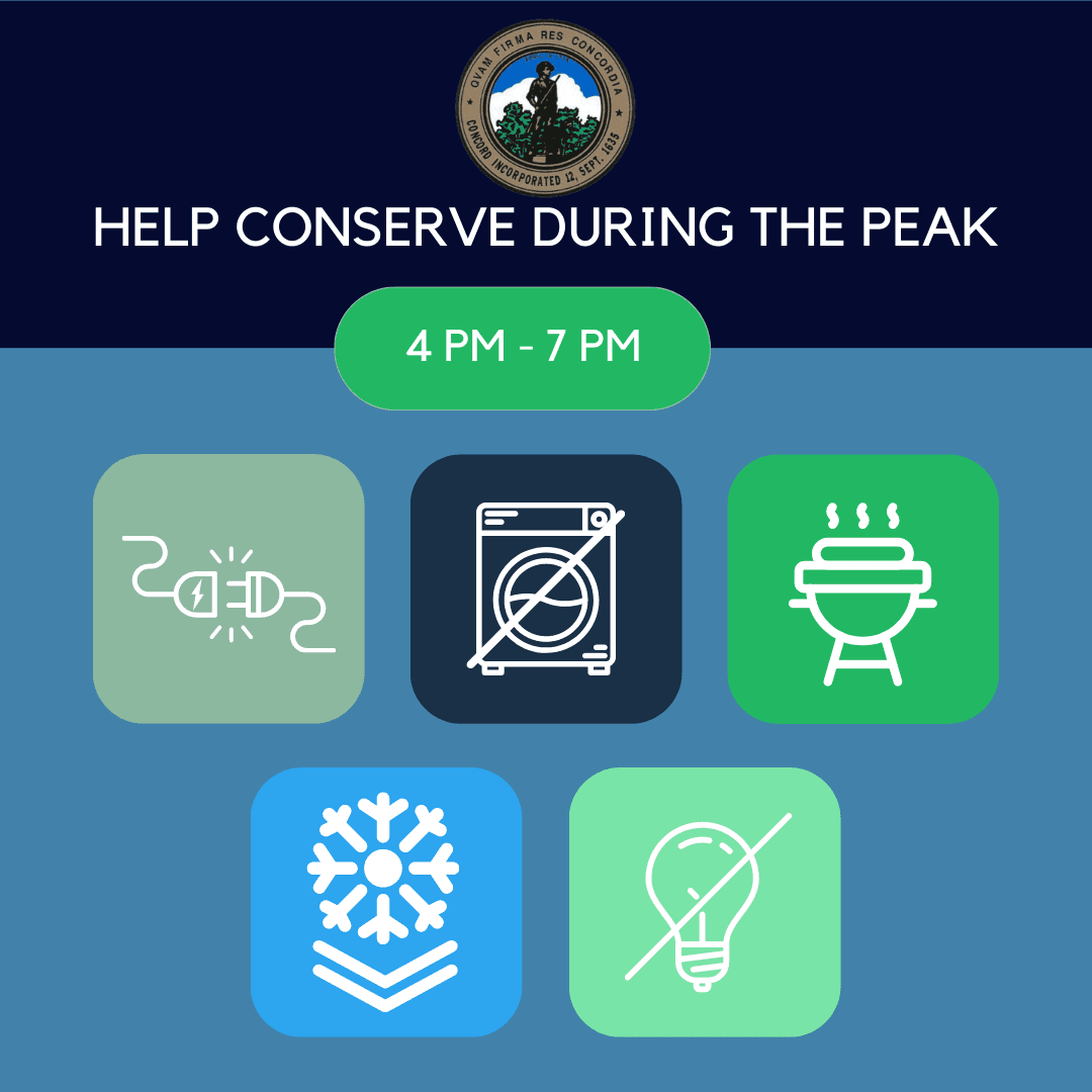 Help conserve electricity with unplug, washing machine, AC and light bulb icons