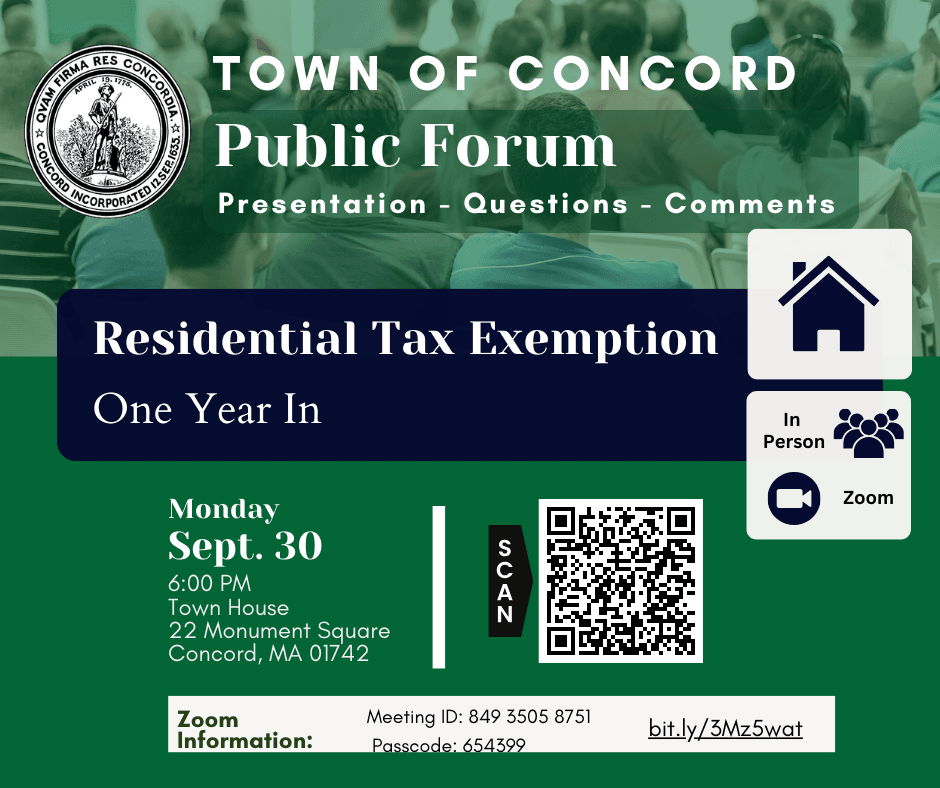 24.09.30_Residential Tax Exemption Forum-Sept. 30 6 pm Town House and Zoom