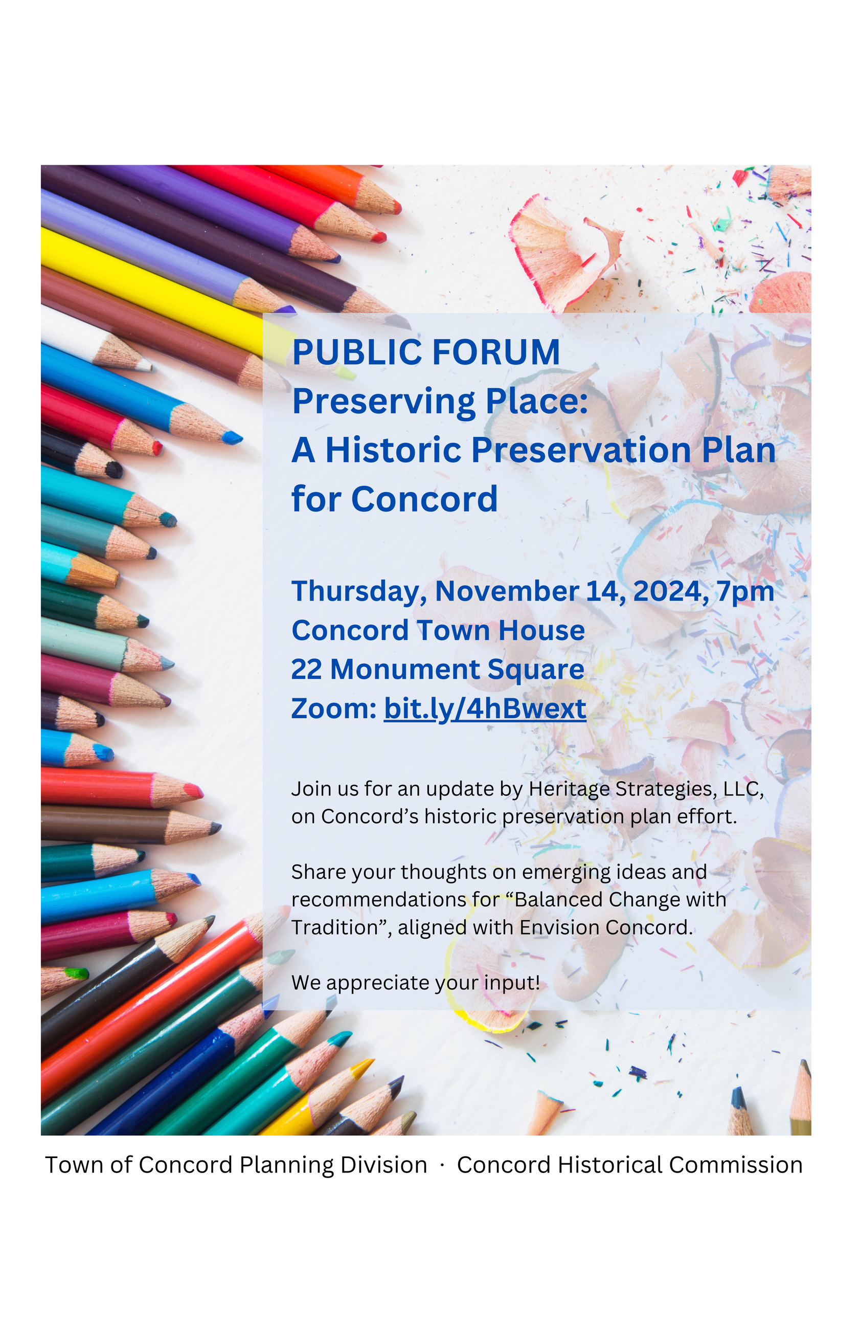Historic Preservation Plan Public forum - November 14, 2024 7 PM